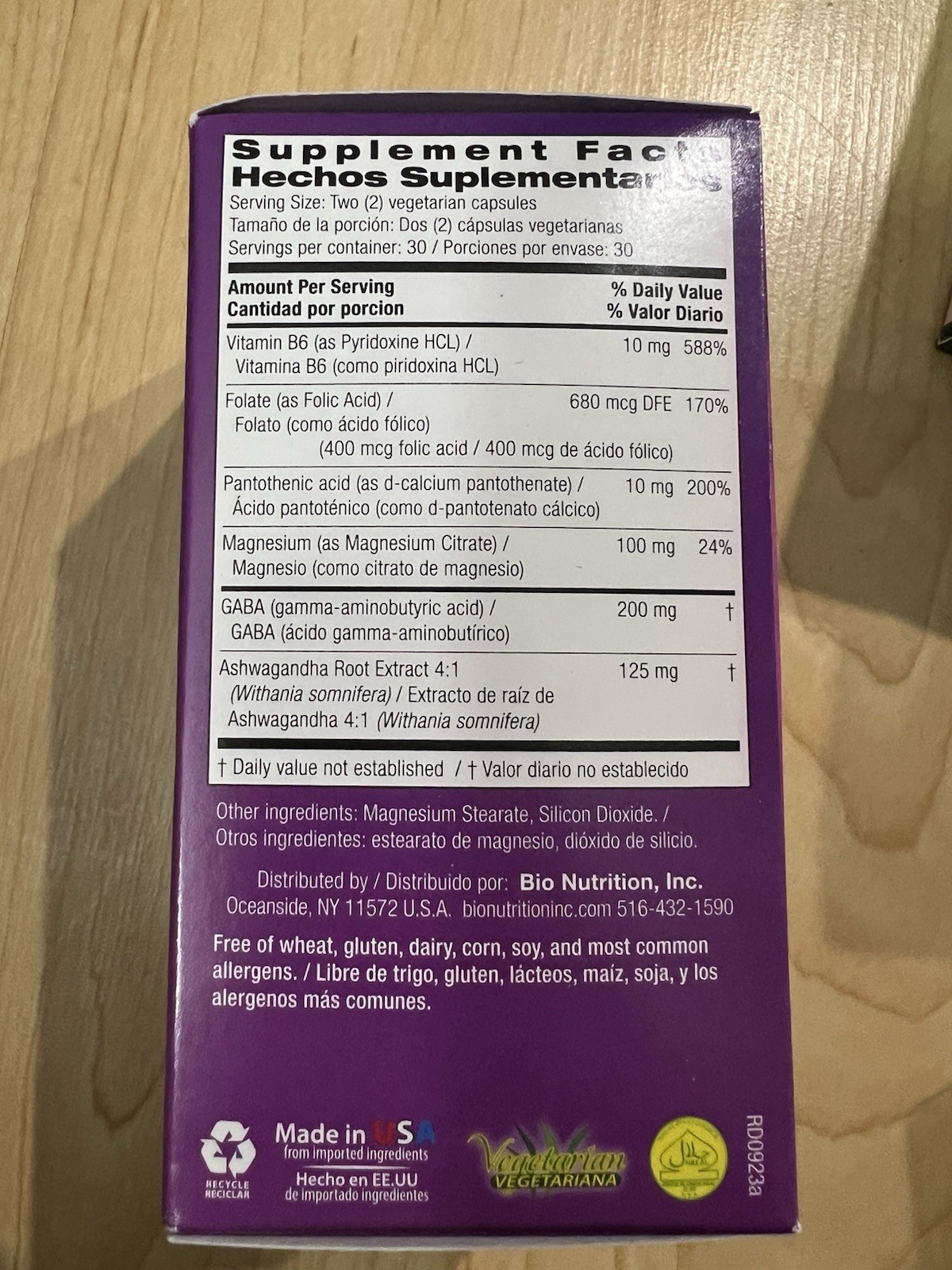 Bio Nutrition Ashwagandha Stress Support 60 Vegetarian Capsules Alcohol Free