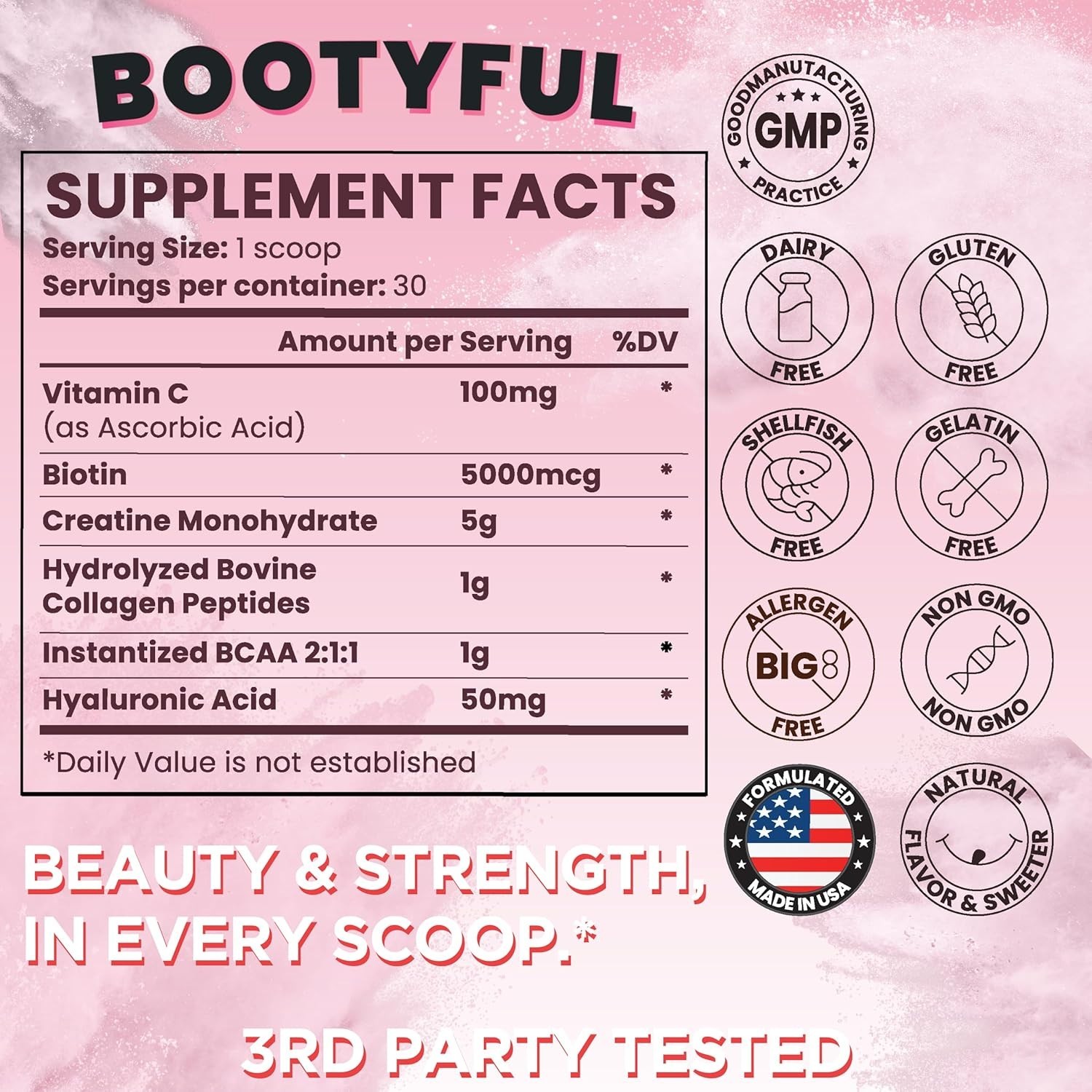 Creatine for Women – Booty Builder – Packed with Collagen, Biotin, BCAAs, Hyalur