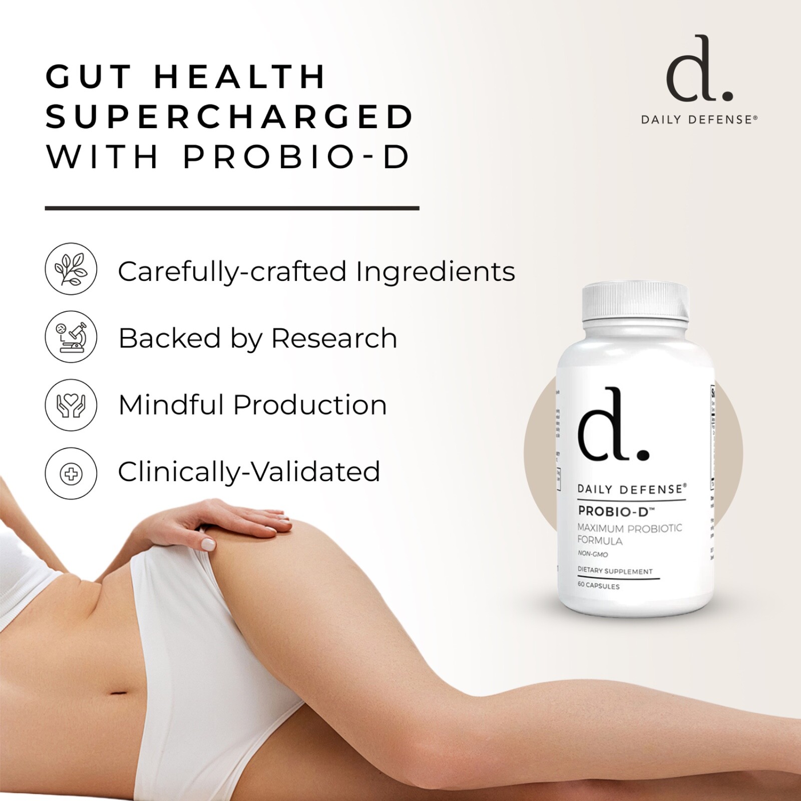 Daily Defense PROBIO-D Probiotics Healthy Digestion Support Immune Support
