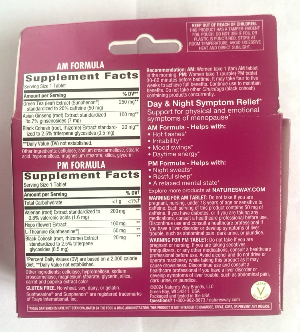 Lot of 2 Nature’s Way AM/PM Menopause PeriMeopause – 60 Count each 04/2027 NIB