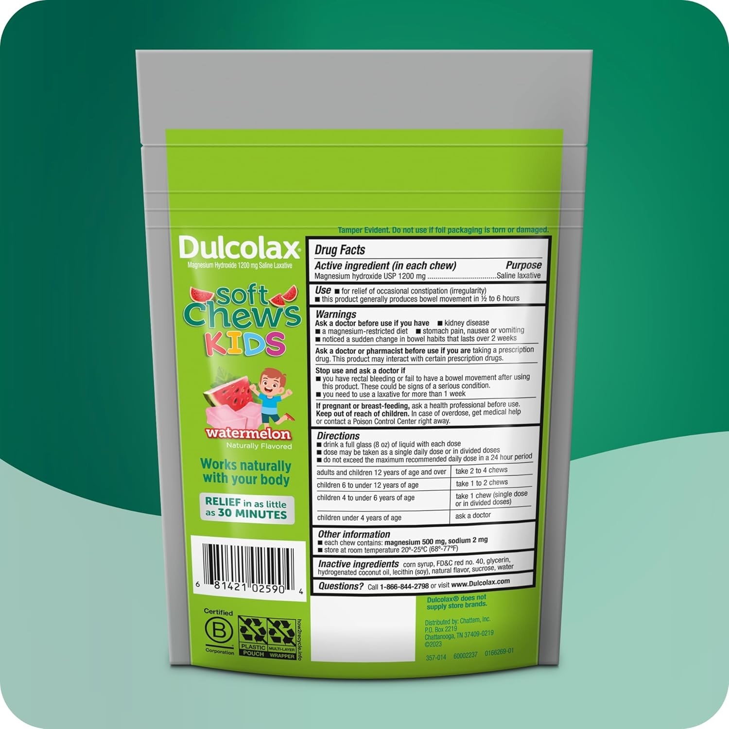 Dulcolax Kids Saline Laxative Soft Chews Watermelon Gentle Relief 15 Count