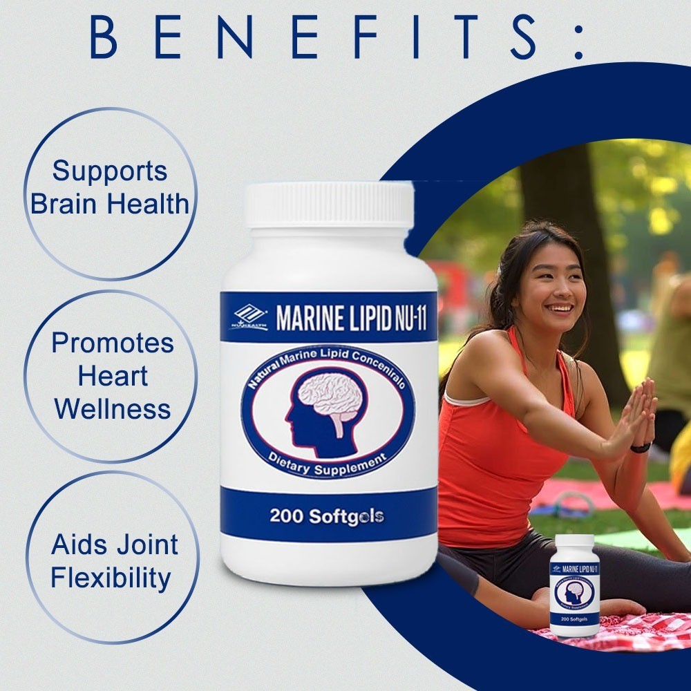 Nu-Health Marine Lipid Nu 11 Support Brain focus And Immune Health 200 softgels