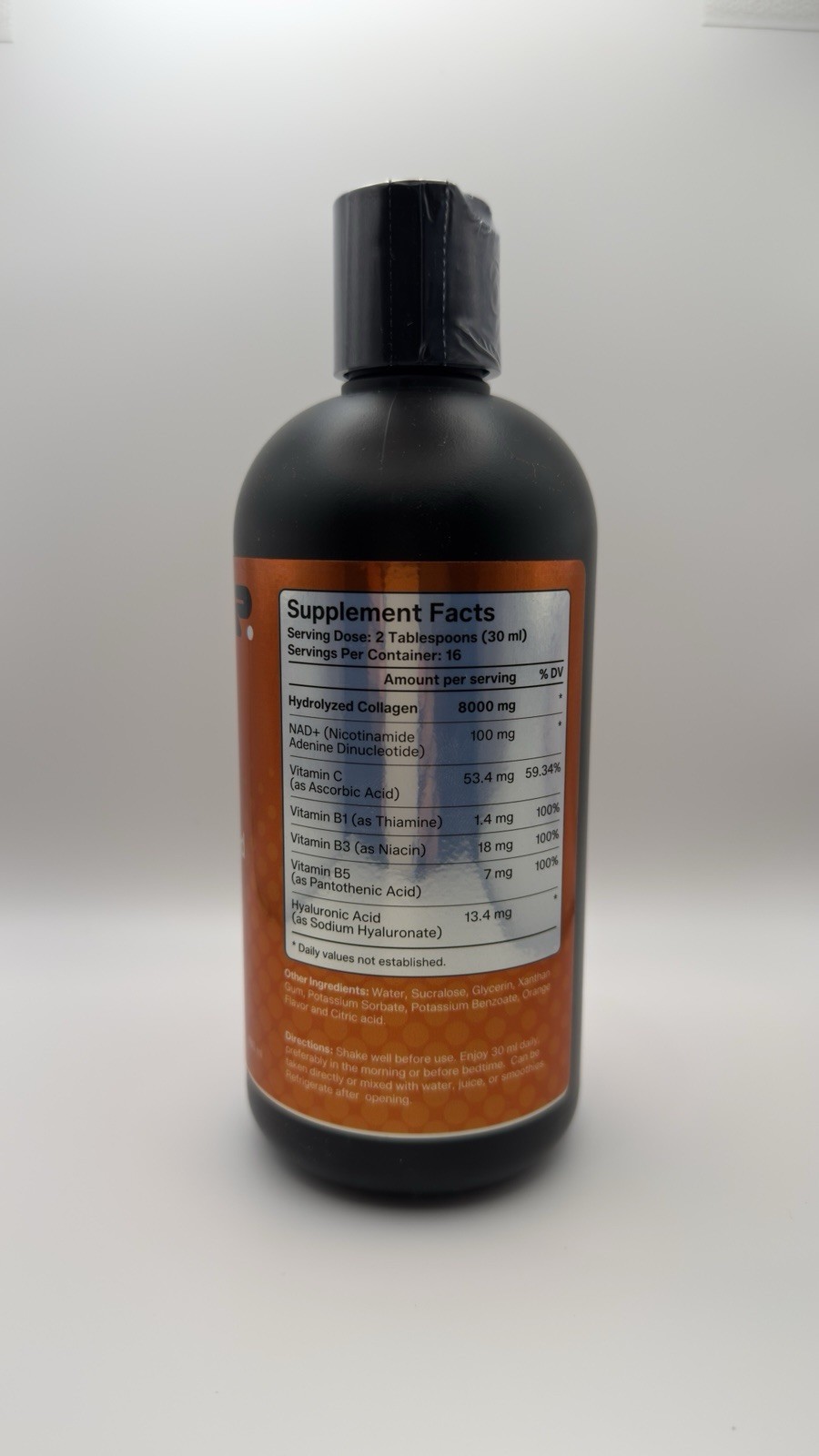 Pharmapack Hydrolyzed Collagen 8000mg + NAD+ 100mg Liquid Orange 16.23oz