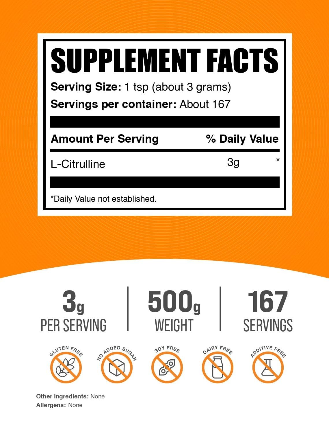 L Citrulline Powder 3000Mg Unflavored Nutritional Supplement For Performance