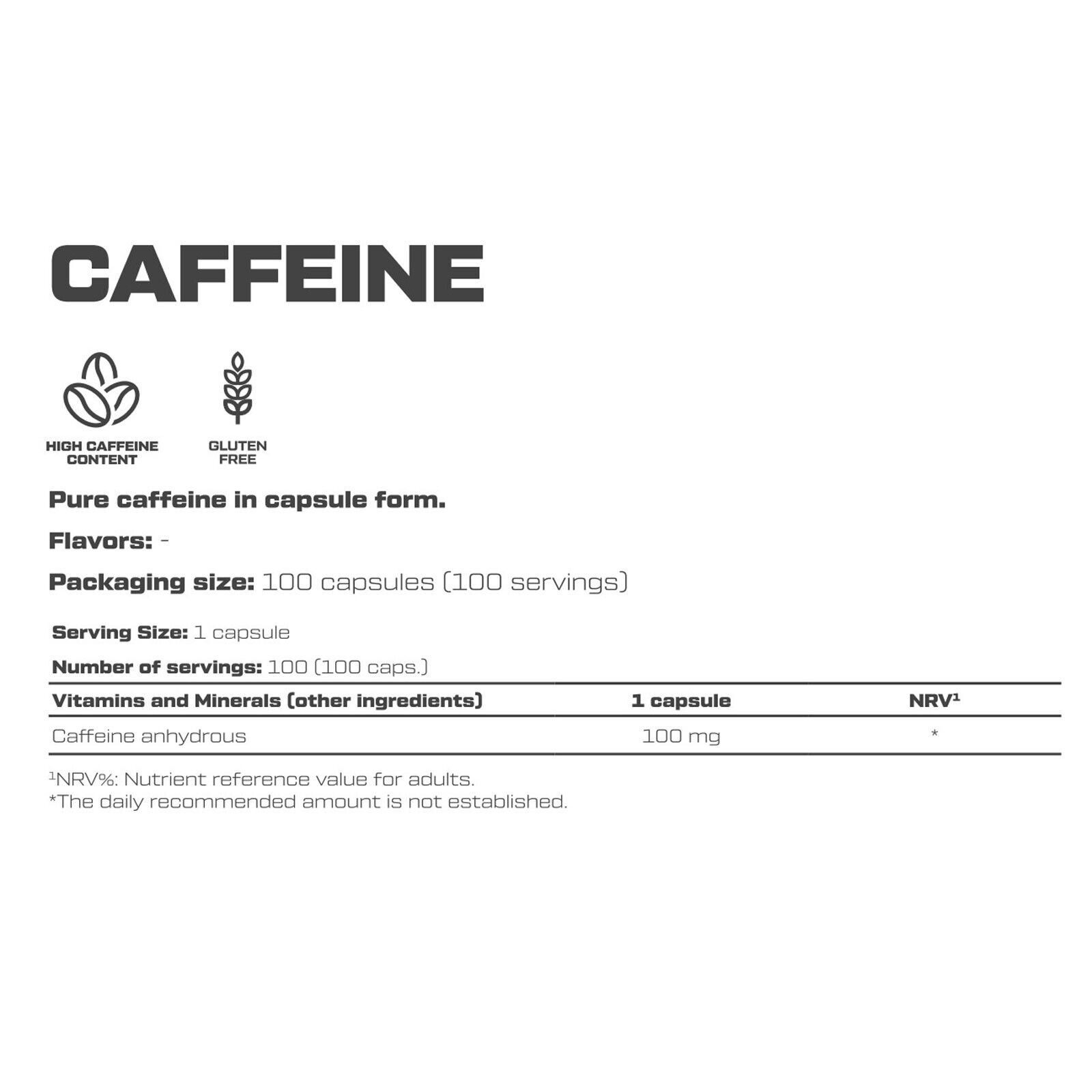 CAFFEINE – 100-200 Capsules – Pre-Workout Energy Endurance Focus Performance