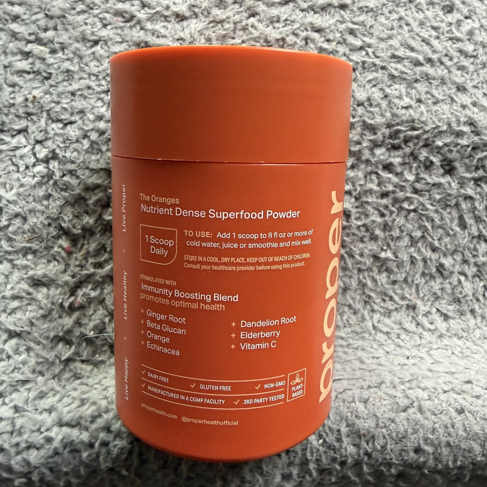 Proper Immune Support Superfood Powder 30 Servings Orange Tangerine Gluten Free