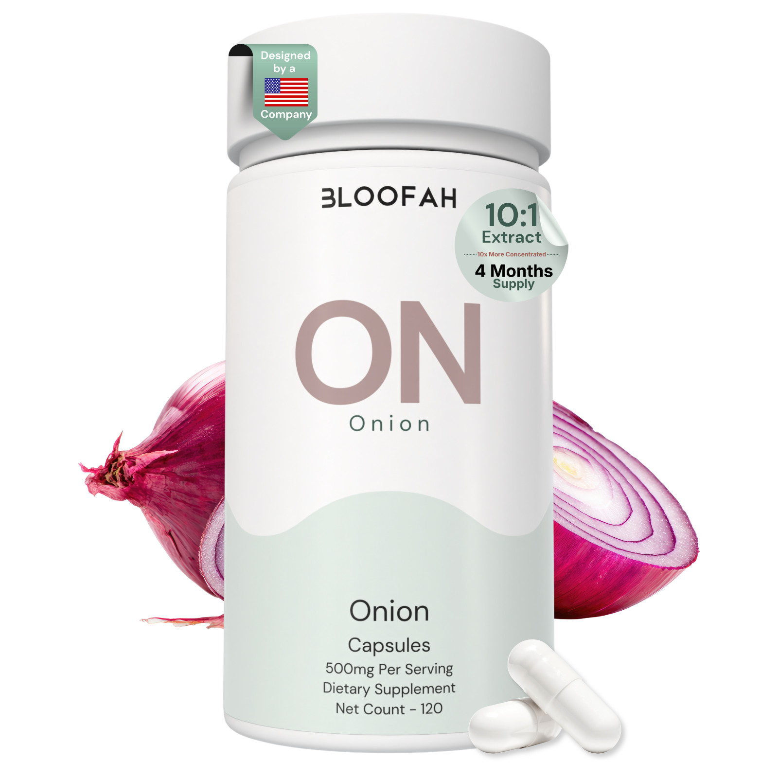 Bloofah ON Onion Extract 10:1 500mg | 120 Capsules | Quercetin | Heart Wellness
