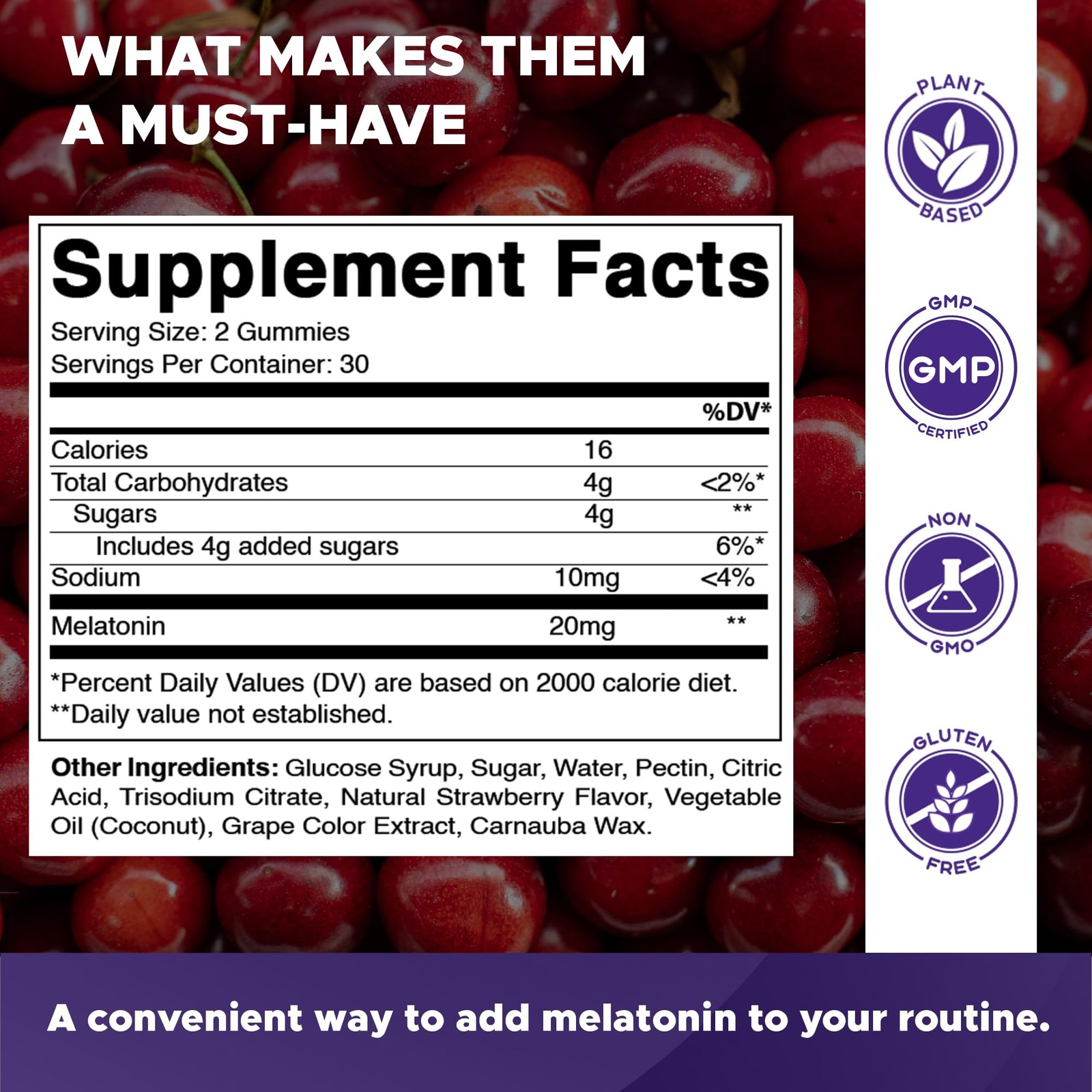 Vitamatic Melatonin 20mg Gummies for Adults, 30 Servings 60 Count (Pack of 1)