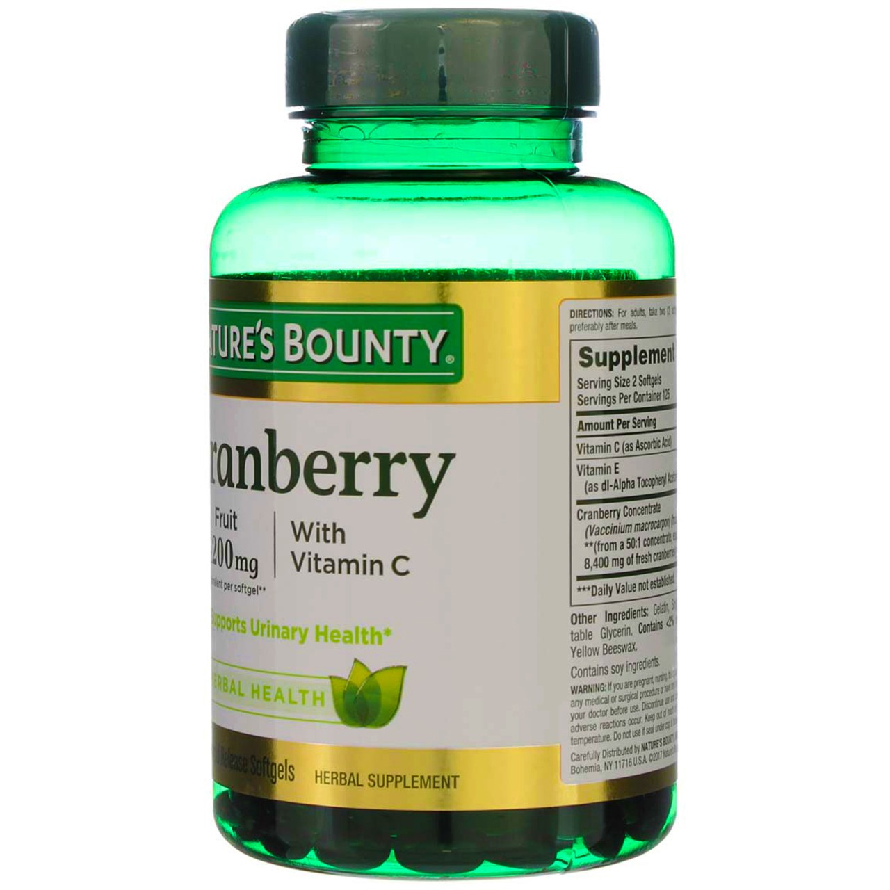 Nature’s Bounty Herbal Health Cranberry Rapid Release Softgels with Vitamin C…