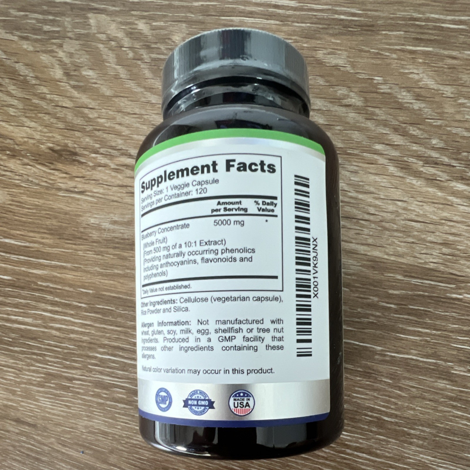 Zazzee Naturals Blueberry Extract 5000mg 120 Vegan Non-GMO Capsules Antioxidant