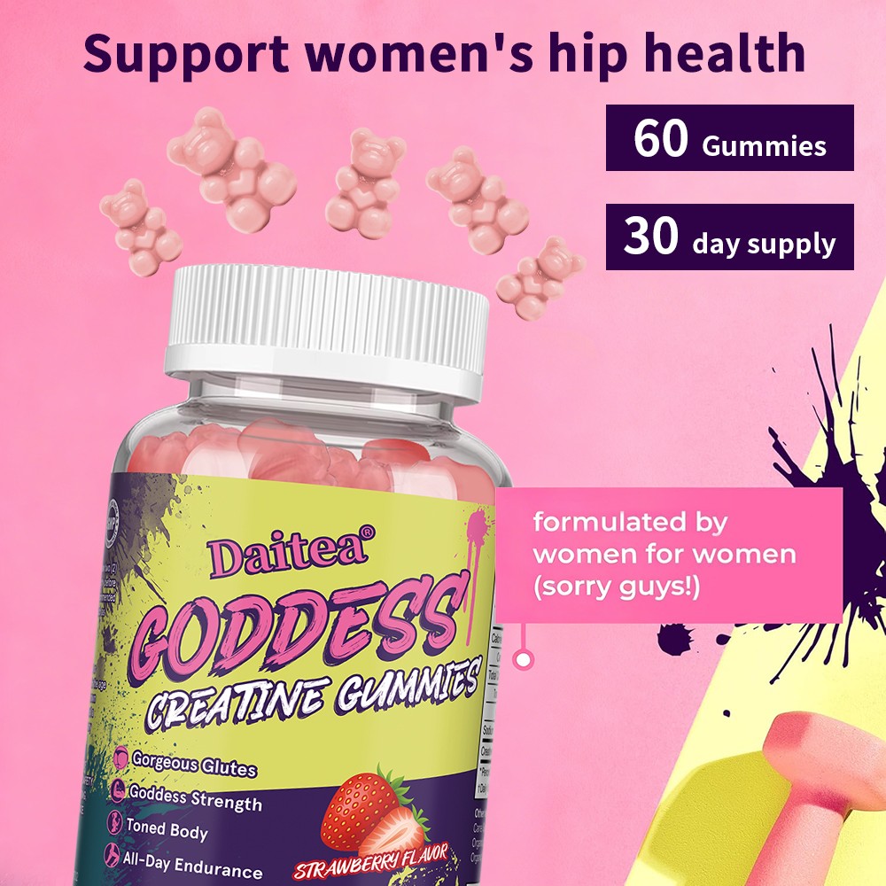 Strawberry Creatine Gummies for Women-3g Monohydrate for Strength, Glutes&Energy