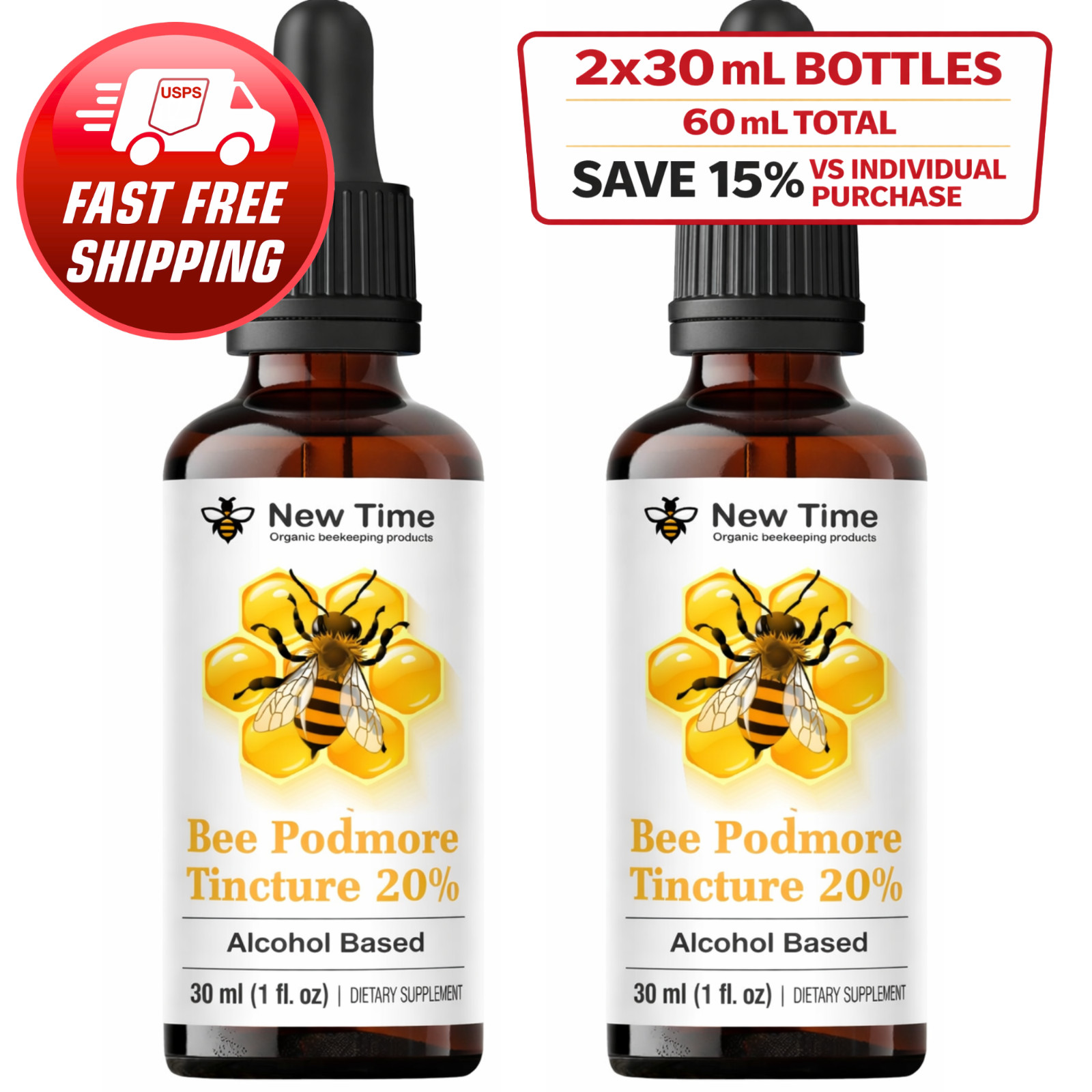 2 Bottles Bee Podmore Tincture 20% (2x30ml) Ethanol Extract Liquid Drops