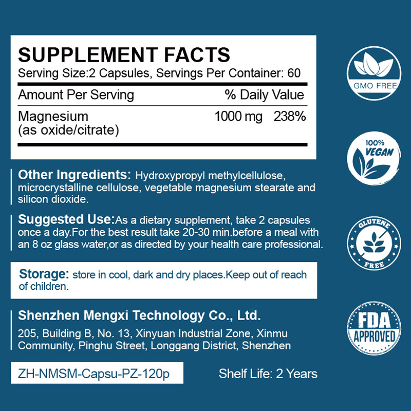 Magnesium Citrate 120 Pills NaturalSlim MagicMag C- Bone Health, Immune System