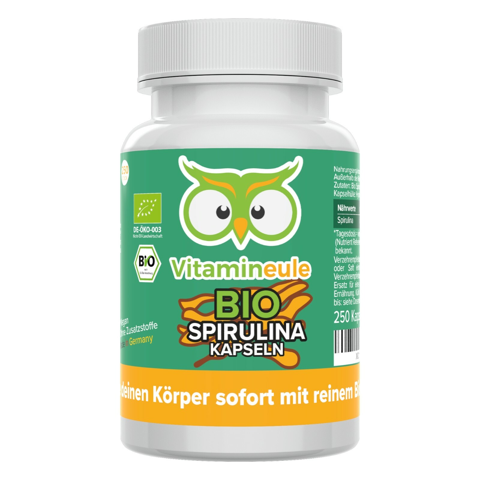 Bio Spirulina Kapseln / Tabletten / Presslinge – 500mg – vegan – Vitamineule