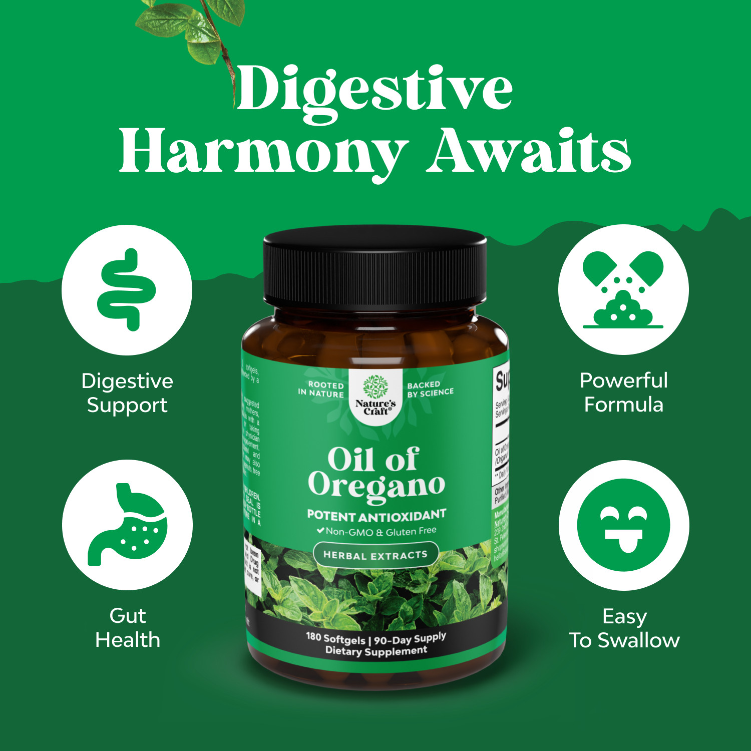 Vegan Wild Oregano Oil Softgels – Super Concentrated for Gut Heart Detox 180ct