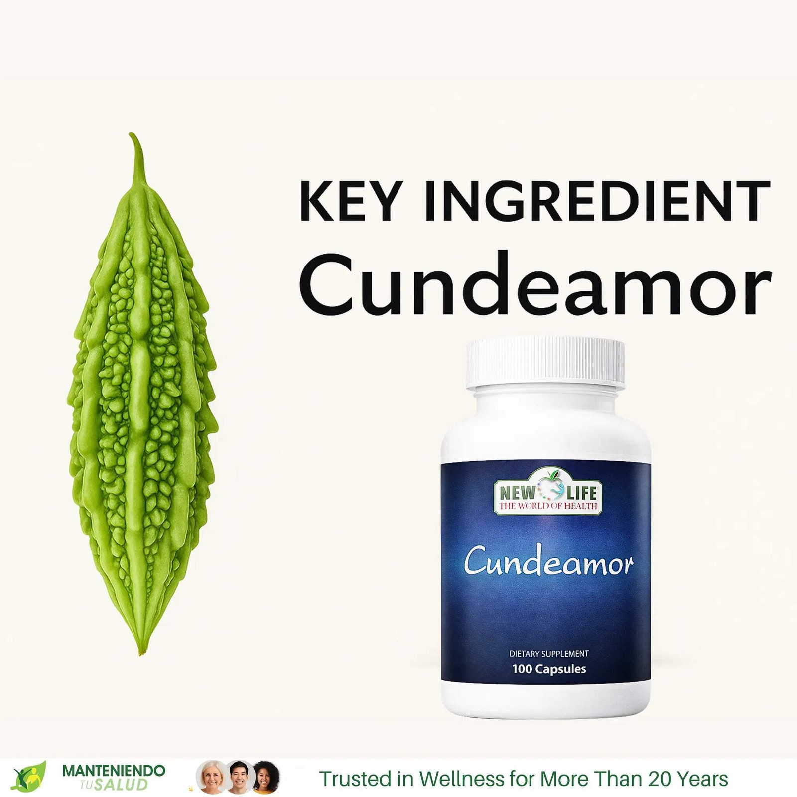 New Life Cundeamor 100mg, Glucose Management, 100 Capsules