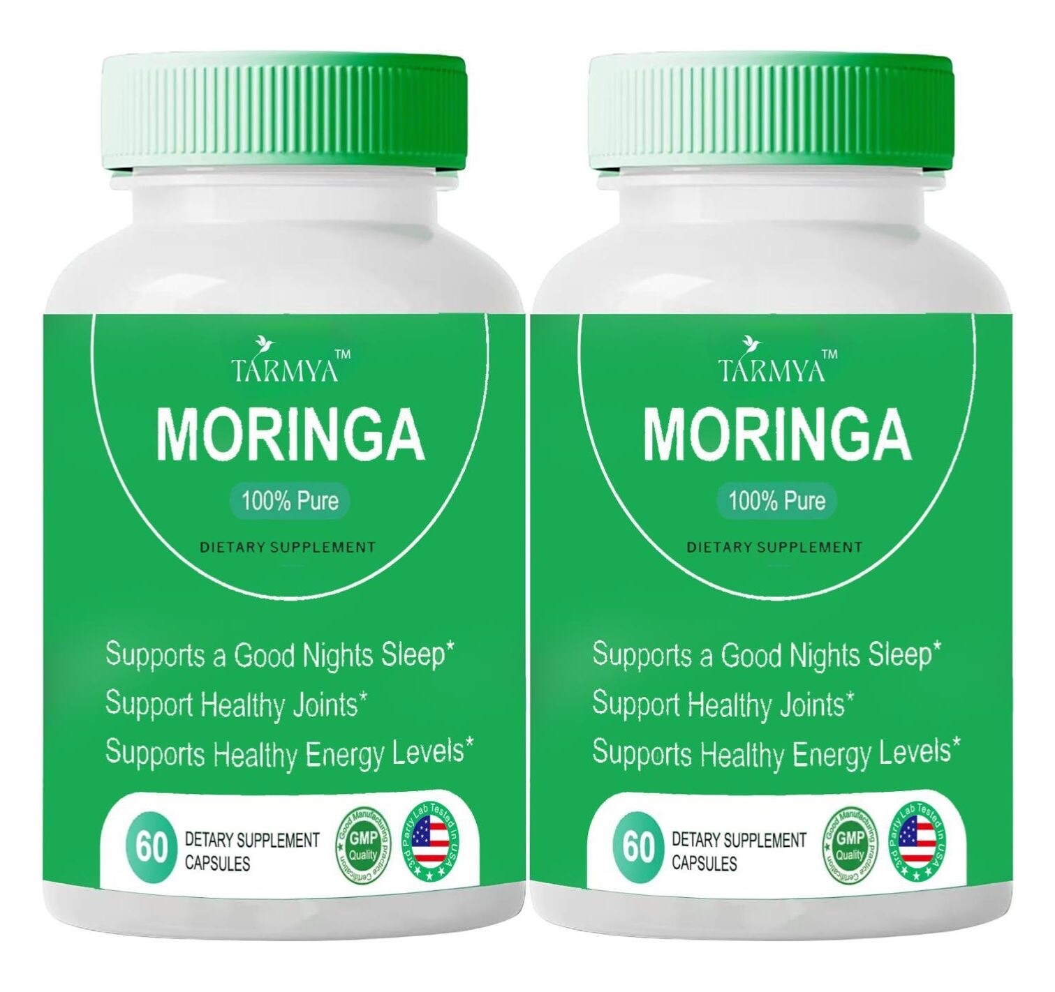 (2 Pack) Tarmya’s Pure Moringa Powder Capsules – Natural Green Antioxidant