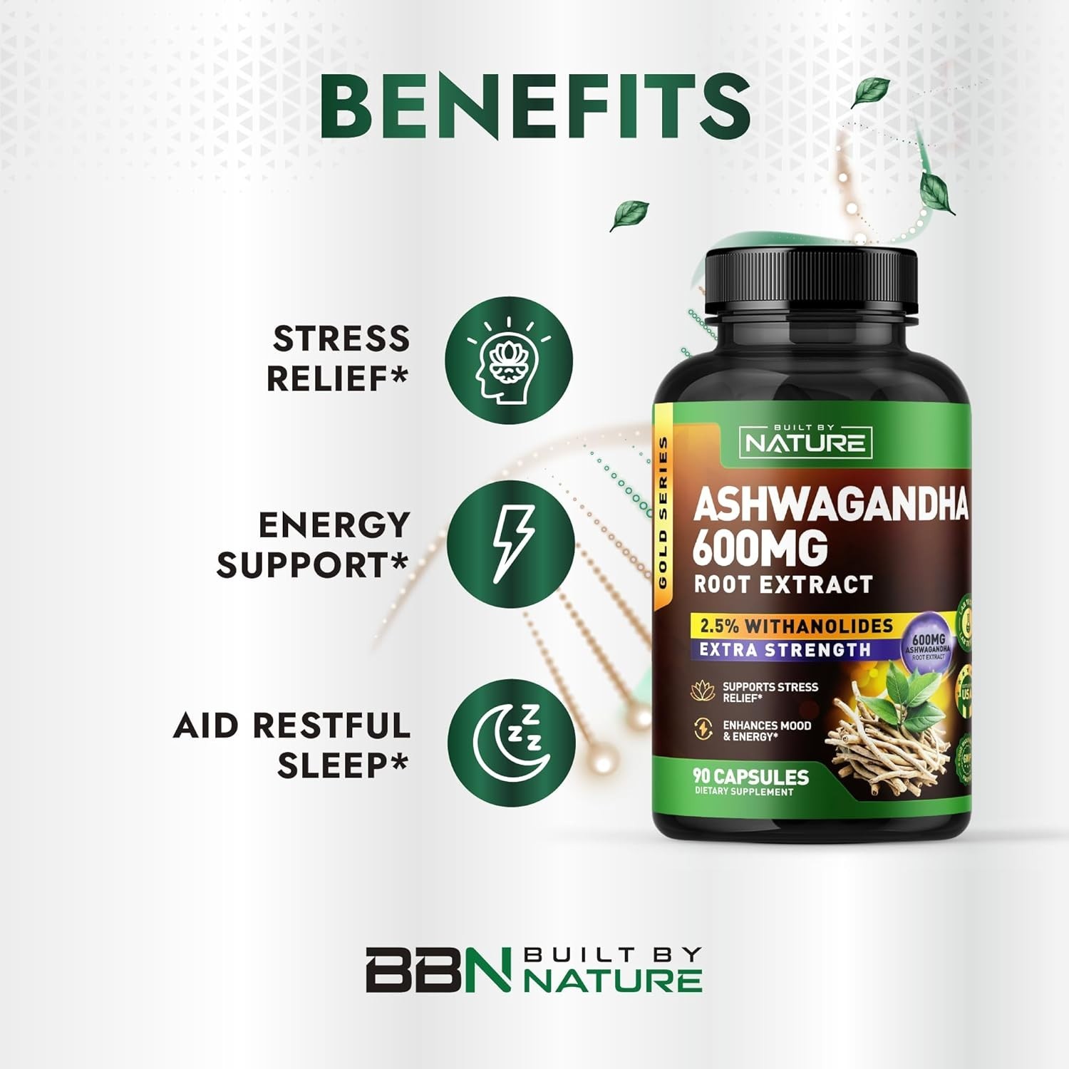 Ashwagandha Supplements Extra Strength Ashwagandha Capsules with 600mg, 90 ct