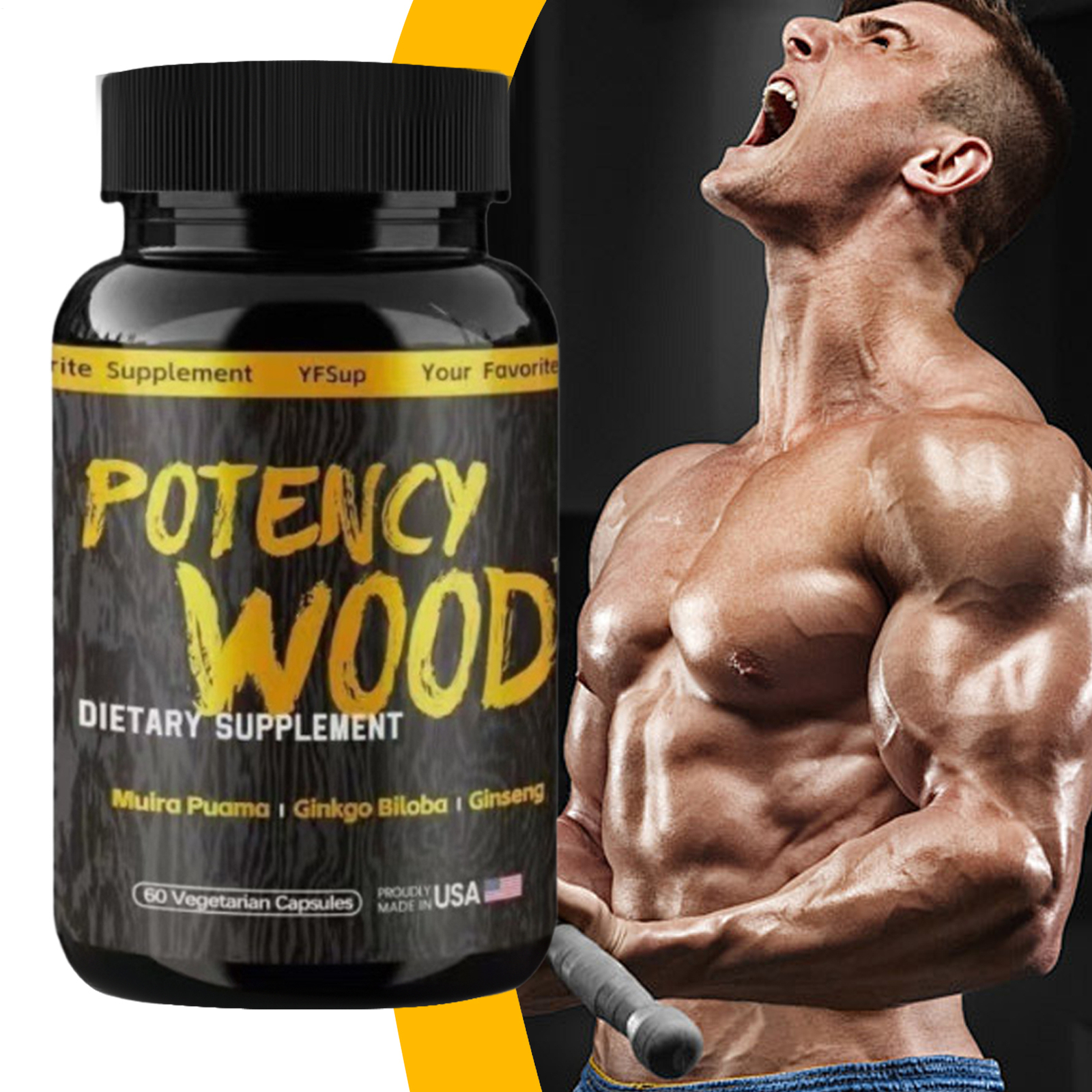 Potency Wood Ginseng Ashwagandha Gingko Tribulus, Herbal Supplements 60 Capsules