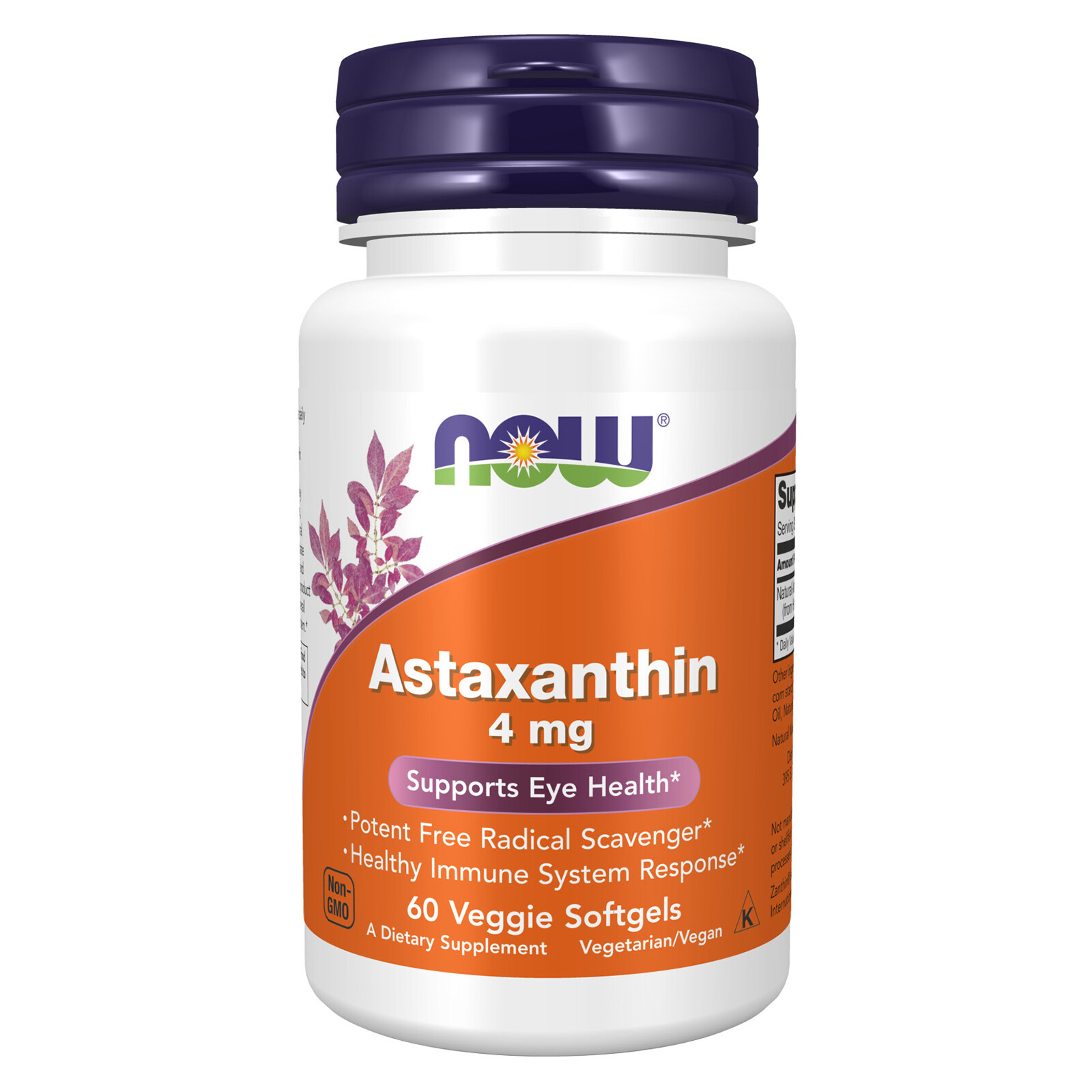 3 x NOW Astaxanthin 4 mg features Zanthin reg; Eye Health 60 Veg Softgels
