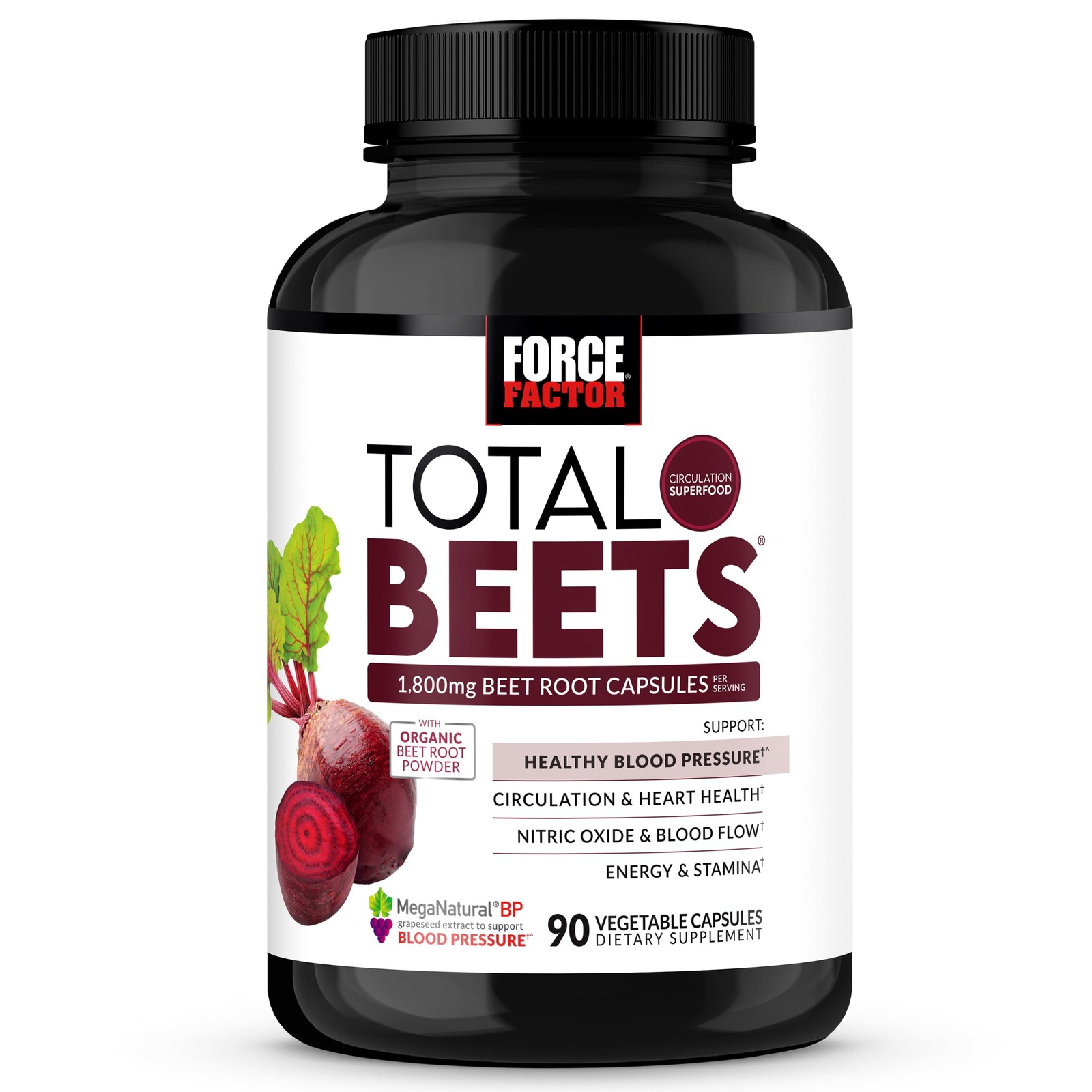 Force Factor Total Beets Blood Pressure Support 90 Count (Pack of 1),