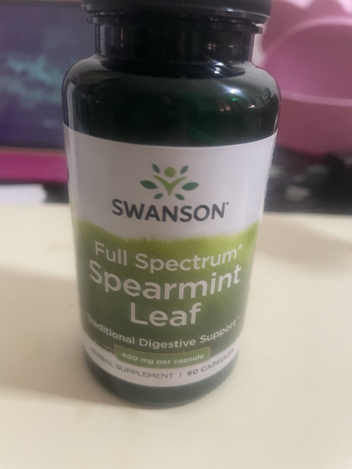 Swanson Spearmint Leaf 400 mg 60 Capsules Digestive Support Non-GMO Exp 03/2029