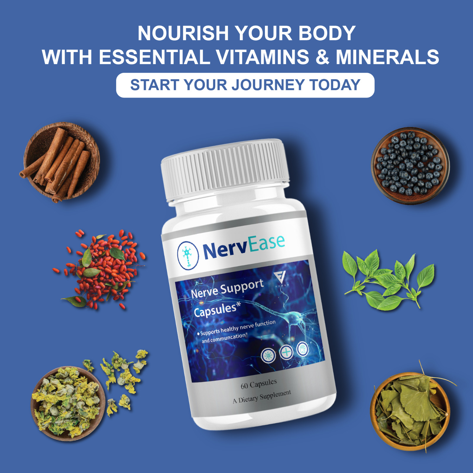 (2 Pack) Nerv Ease Pills, NervEase Premium Nootropic Supplement (120 Capsules)
