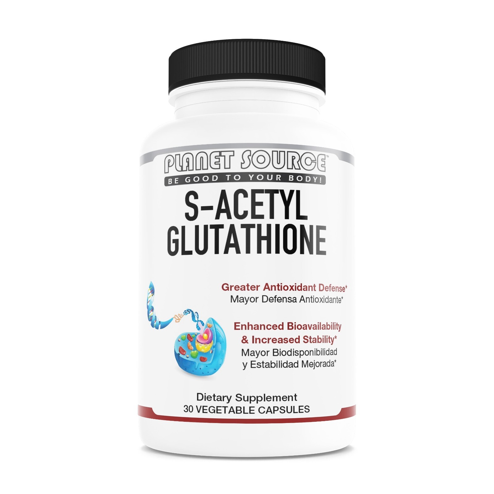 Planet Source S-Acetyl Glutathione 200 Mgs per serving – 30 Veggie capsules