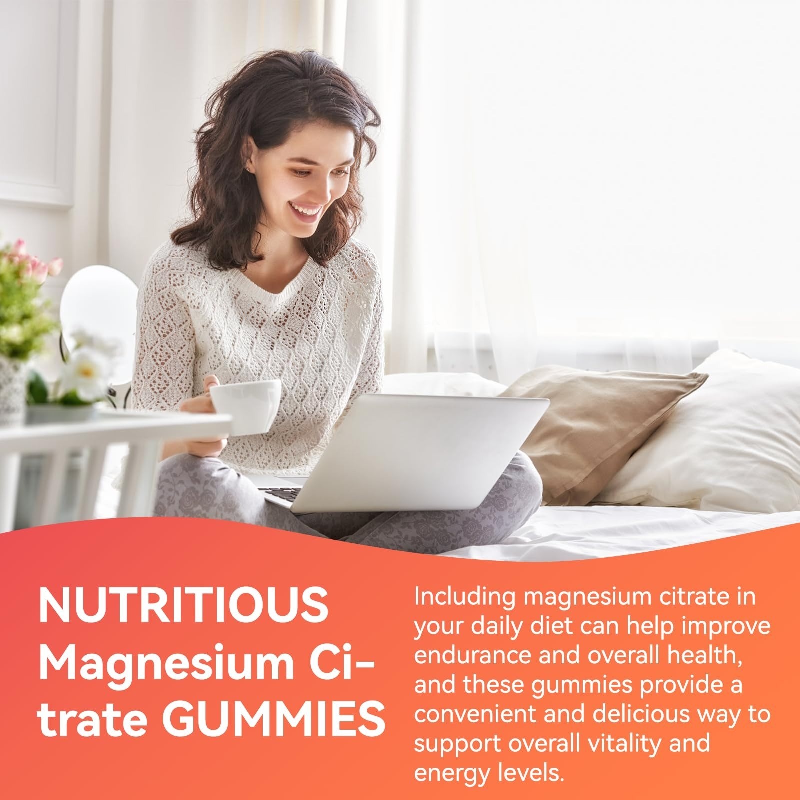 EAZGOO 1400MG Magnesium Citrate Gummies – Vegan, Non-GMO, 60 Count