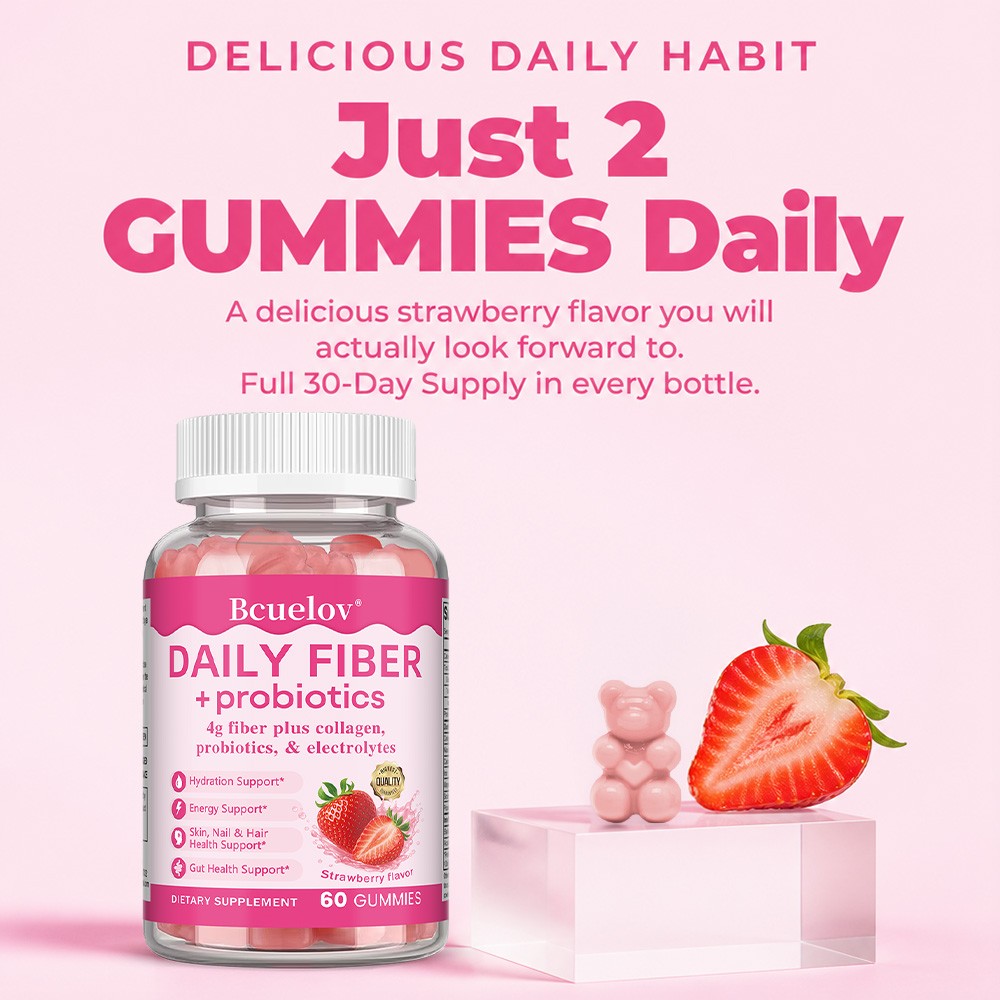 Daily Fiber Probiotics 4 G Collagen Electrolytes 60 Gummies Support Supplement