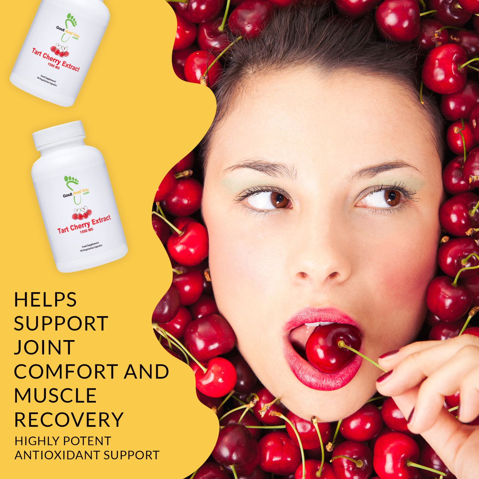 2 Bottles Tart Cherry Extract by GoutandYou.com -3000 mg – Gluten Free – Vegan