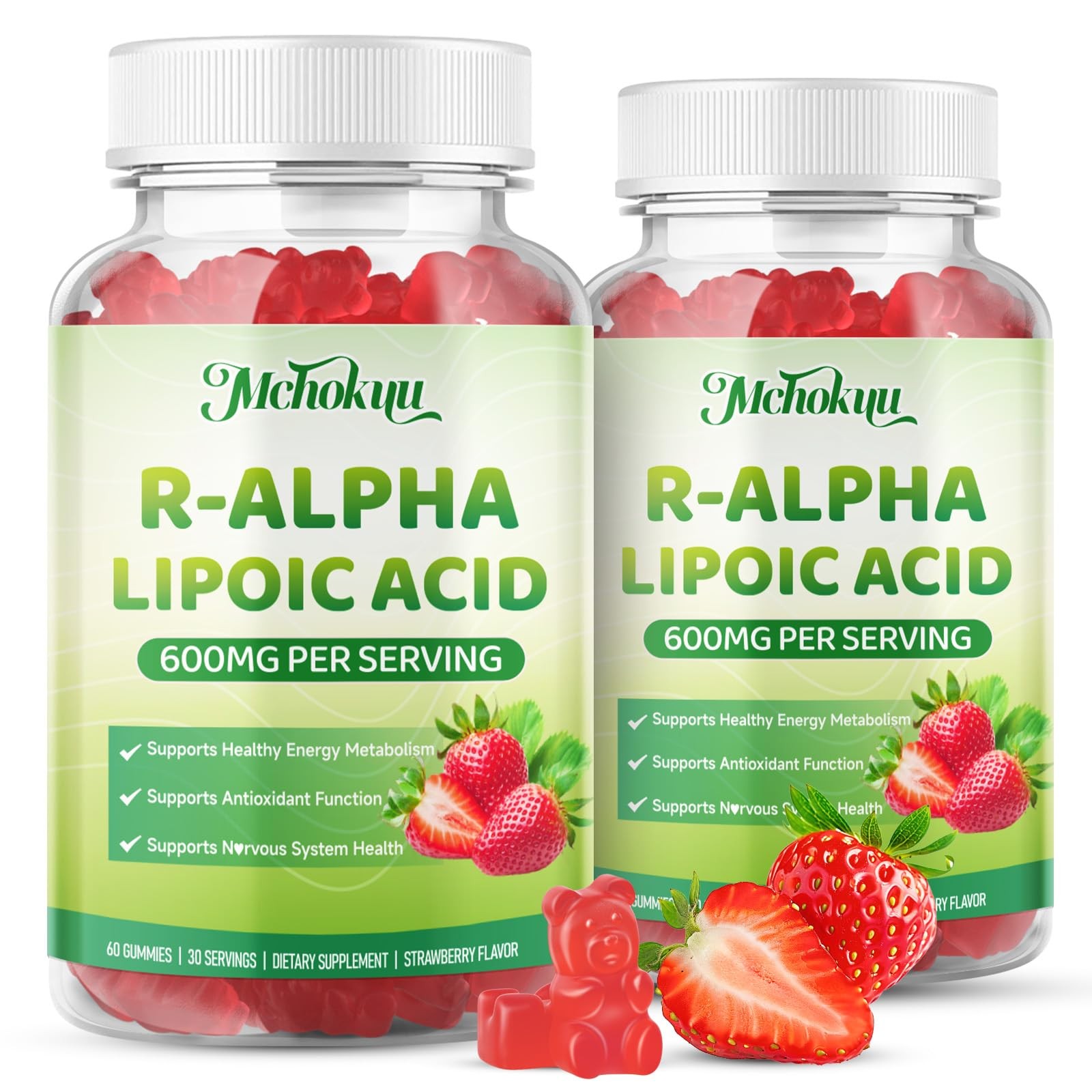 Mchokuu R Alpha Lipoic Acid Gummies, Stabilized R-Alpha 60 Count (Pack of 1)