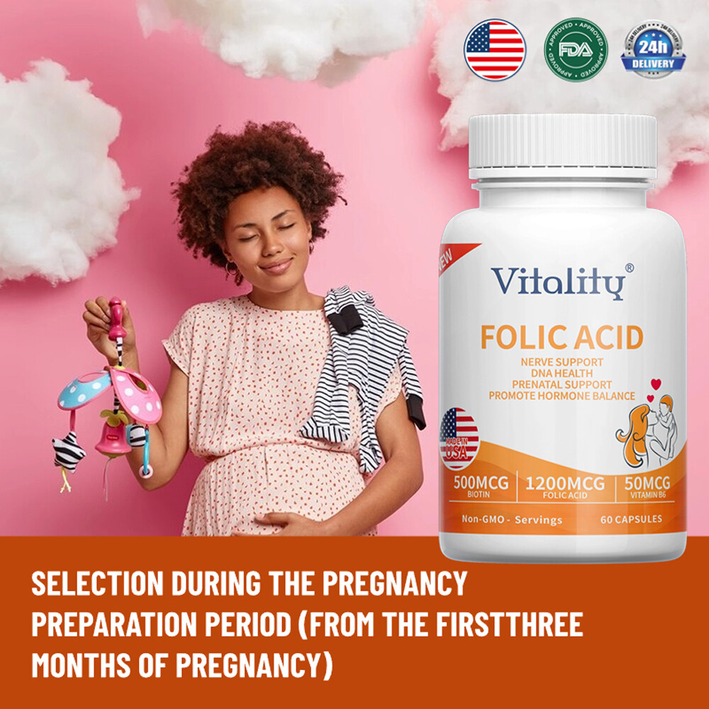 Folic Acid (Vitamin B9) 60 Capsules – Gluten Free & Non-GMO
