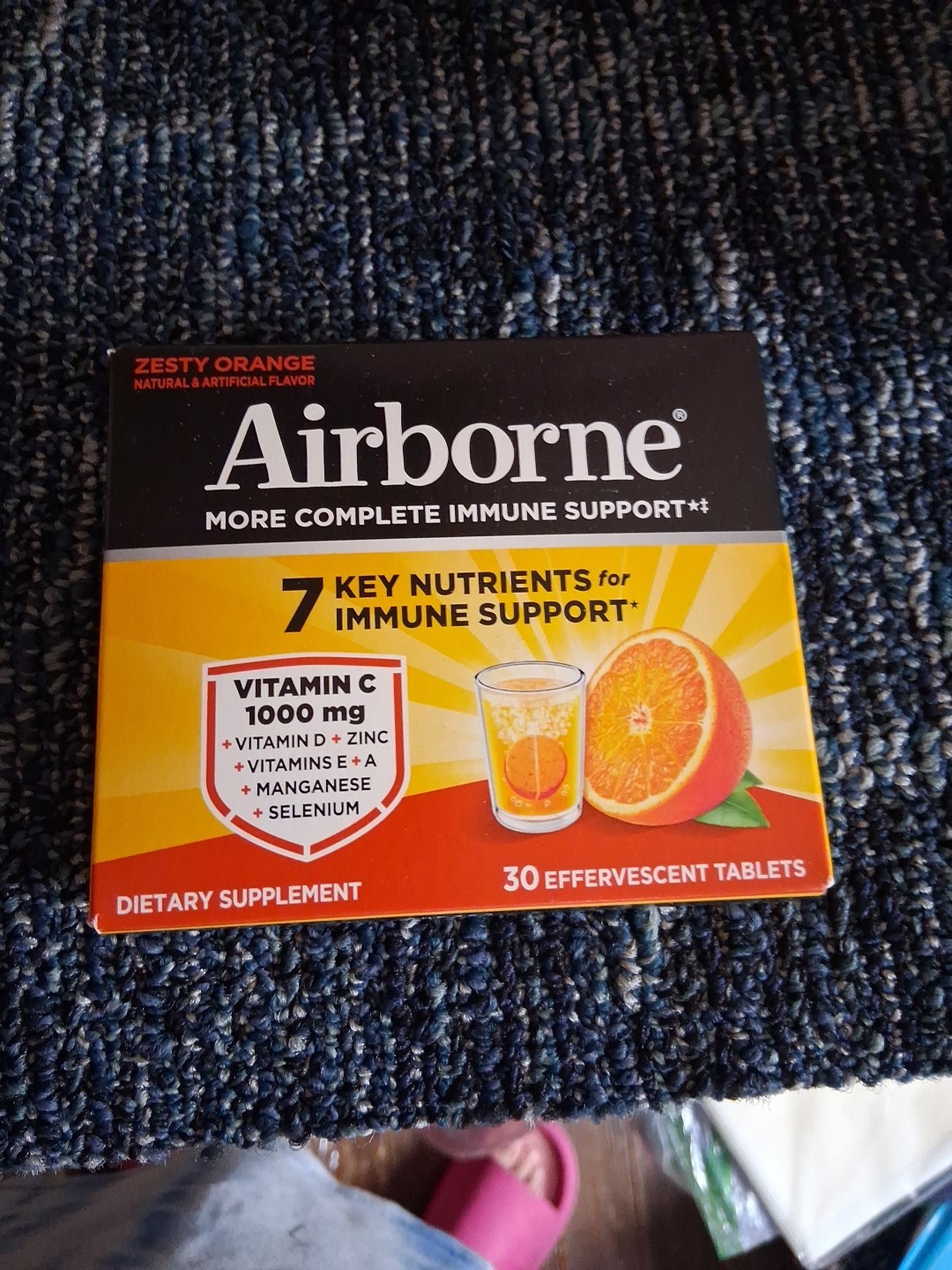 Airborne Effervescent Tablets Zesty Orange Immune Support 1000mg Vitamin C 10ct