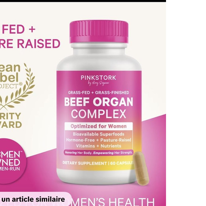 Pink Stork Beef Organ Complex Grass Fed Capsules 60 Women’s Health