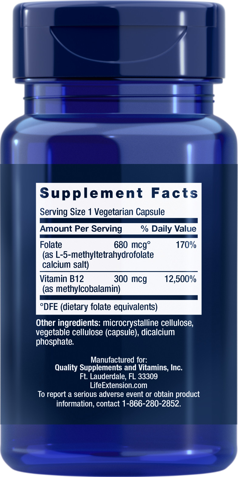 Life Extension BIOACTIVE FOLATE VITAMIN B12 90 VegCaps (Lot of 2)