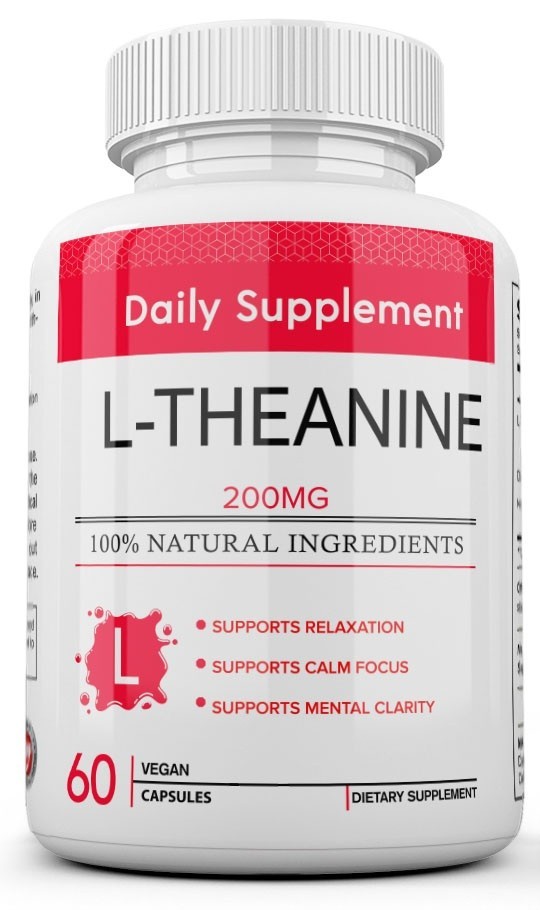 L-Theanine 200mg, 180 Capsules Double Strength Non-GMO, Gluten Free USA MADE