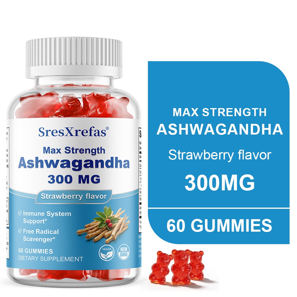 300mg Herb Root Gummie Infused with Vitamin D for Stress Balance,Immune,60 Count