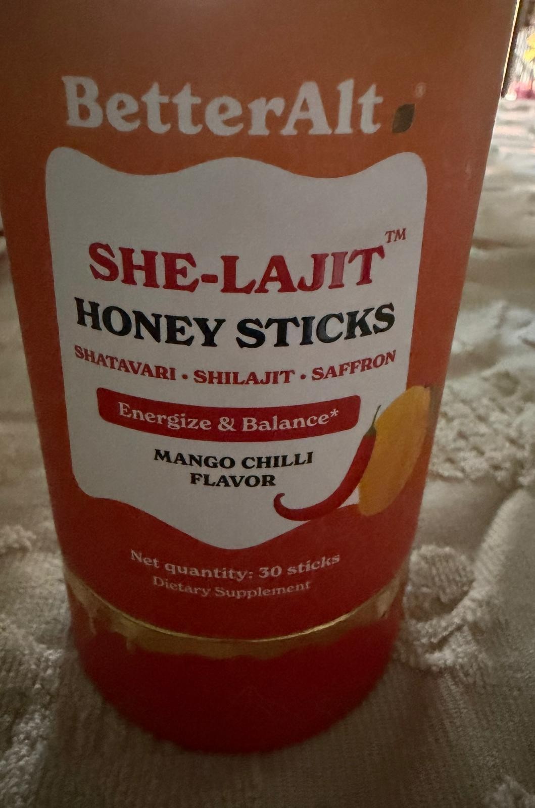 BetterAlt She-Lajit Shilajit Honey Sticks Mango Chilli 30 Sticks Exp 08/2028