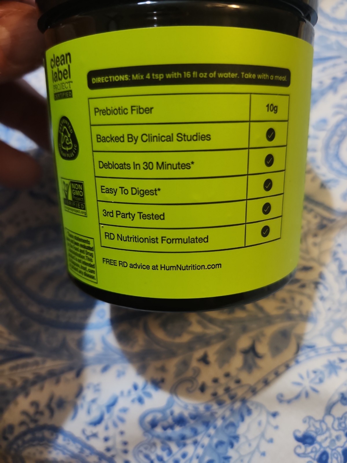 HUM Flatter Me Fiber Booster Powder Strawberry Lemon Prebiotic Debloat 4oz