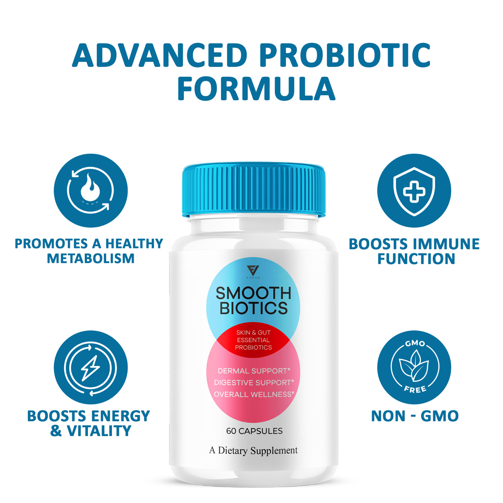 (2 Pack) Smooth Biotics Probiotic Supplement SmoothBiotics Pills (120 Capsules)
