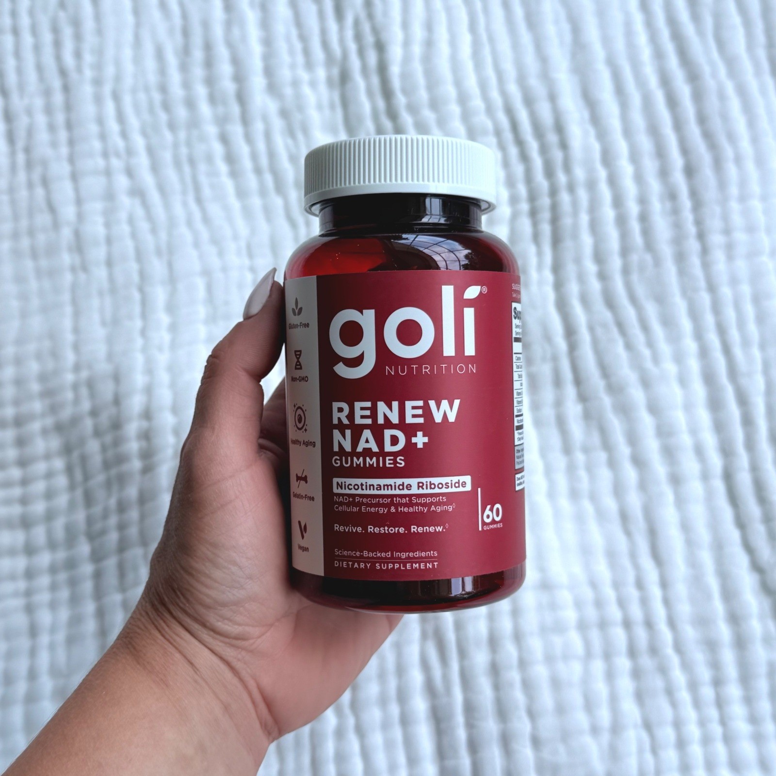 Goli Nutrition Renew NAD+ Gummies Nicotinamide Riboside 60 Count Vegan Non-GMO