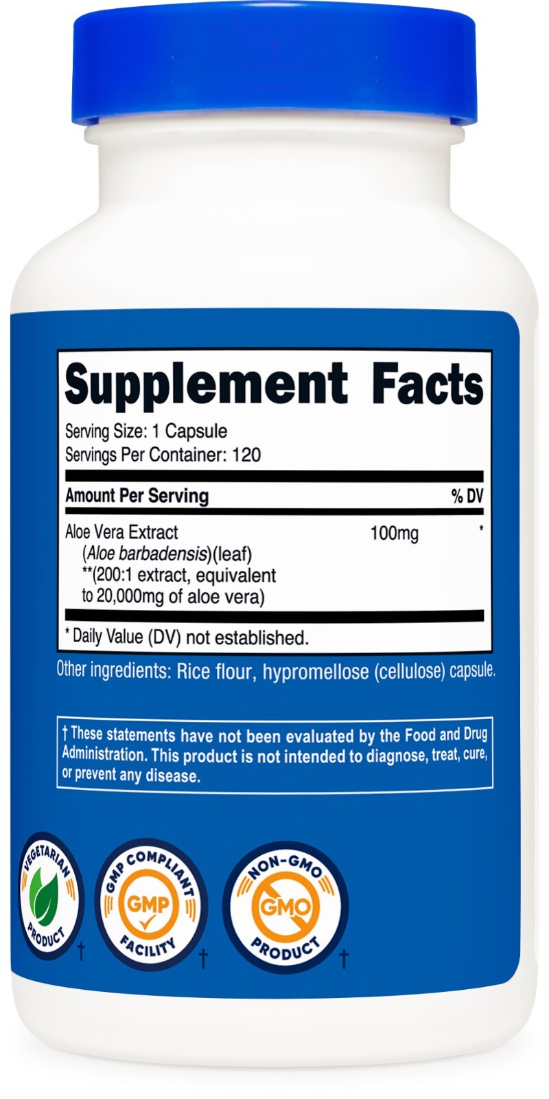 Nutricost Aloe Vera 100mg 120 Capsules – Gluten Free, Non-GMO & Vegetarian