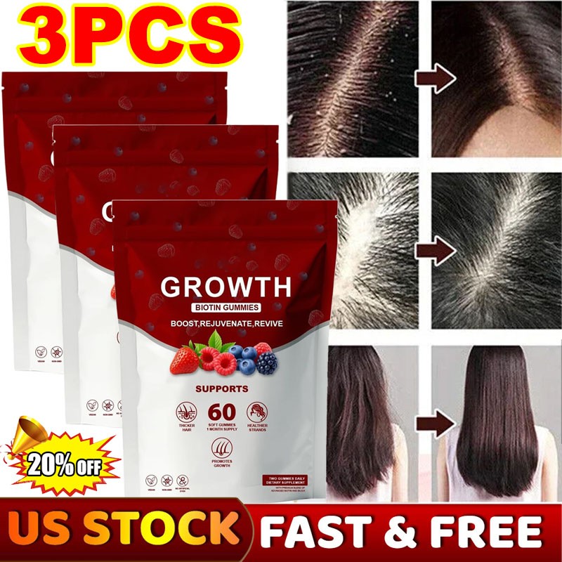 3X Hair Growth Gummies – Biotin Vitamins Plant Extracts, Supports Health-2026