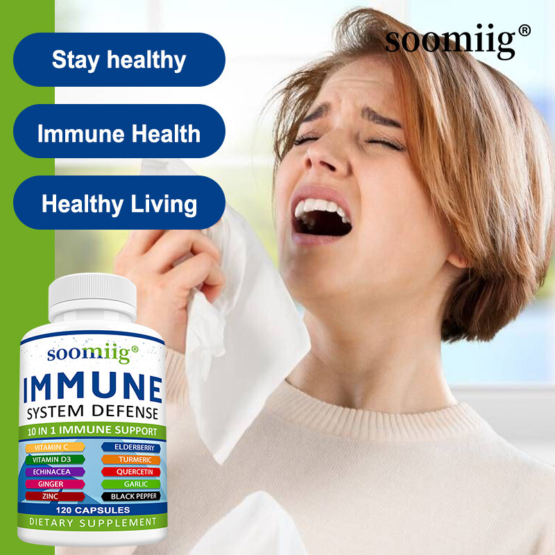 Immune System Defense Support Supplement Vitamin C D3 Quercetin Turmeric 30-120