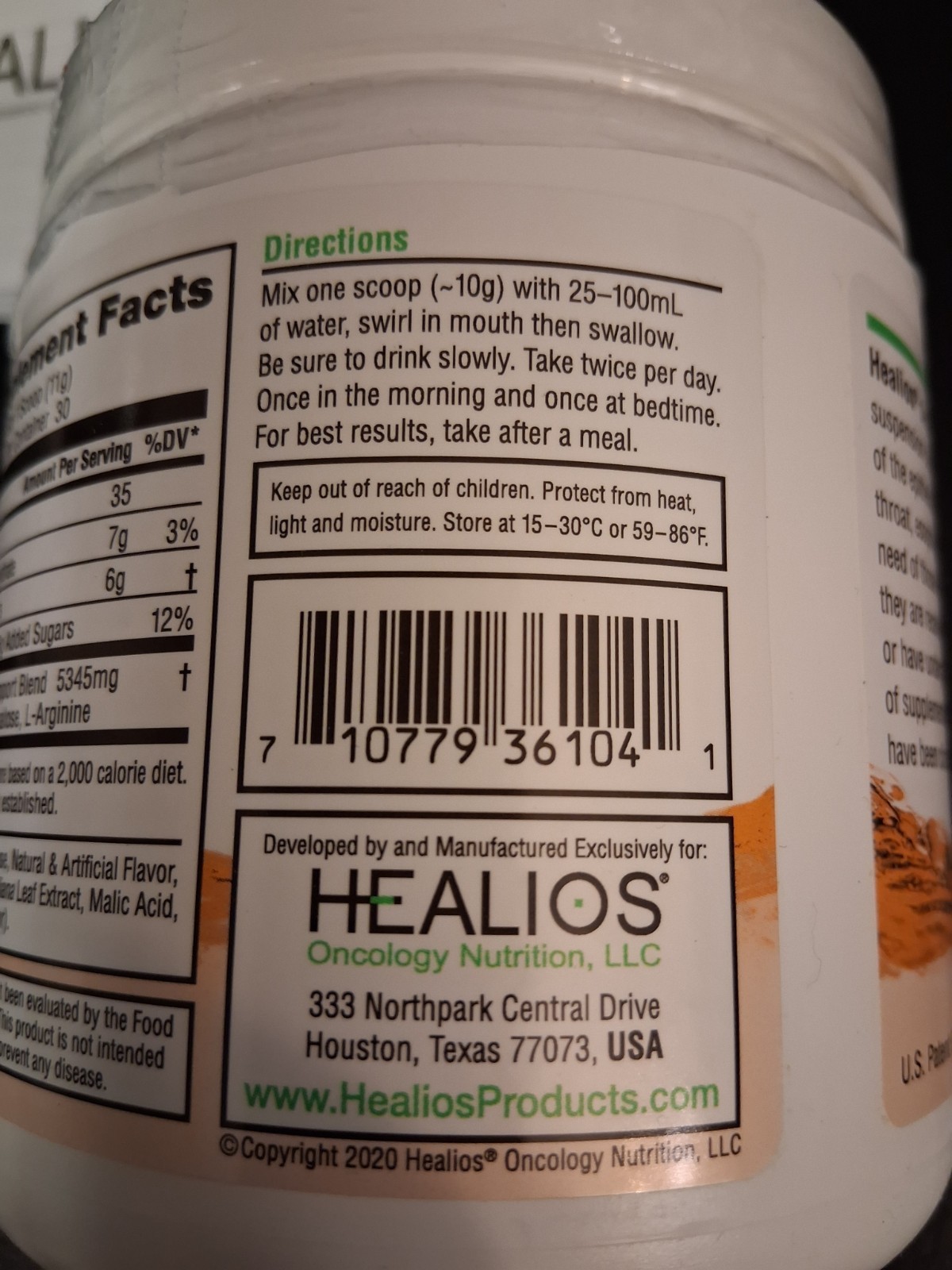 Healios Oral Health Supplement Powder Orange