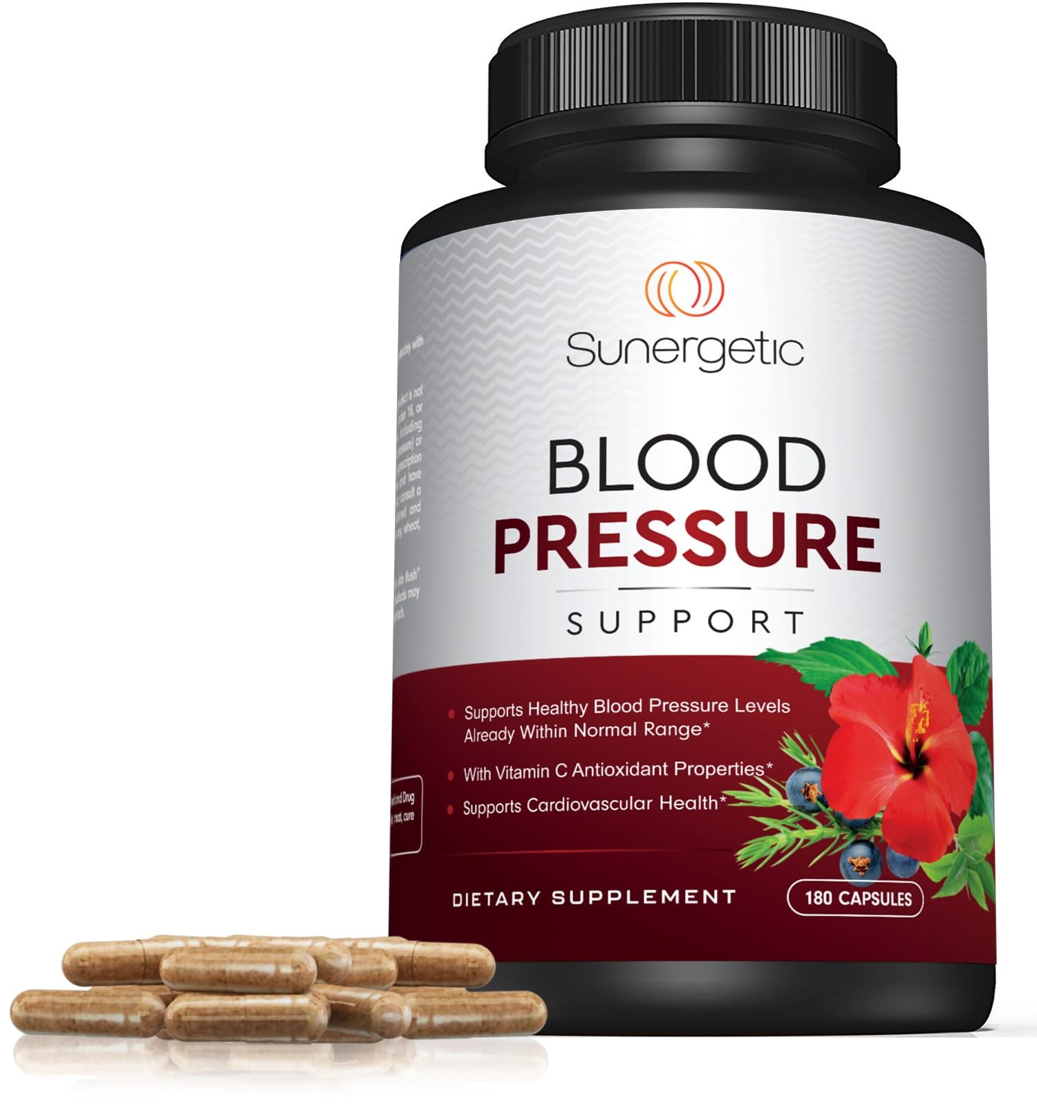 Sunergetic Premium Blood Pressure Support Supplement 180 Count (Pack of 1)