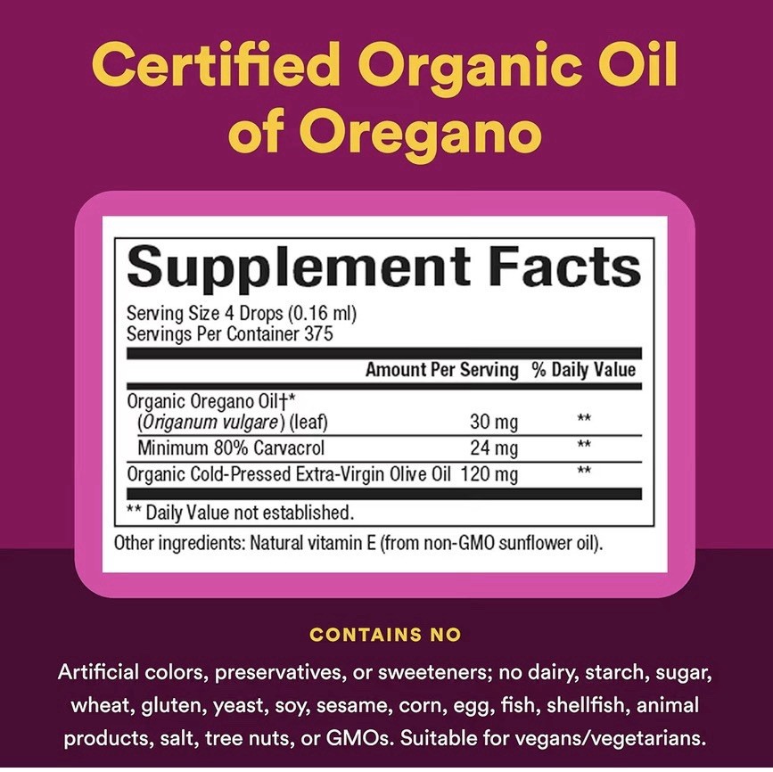 Natural Factors Oil of Oregano – Liquid Antioxidant Support Supplement, 3.25 oz