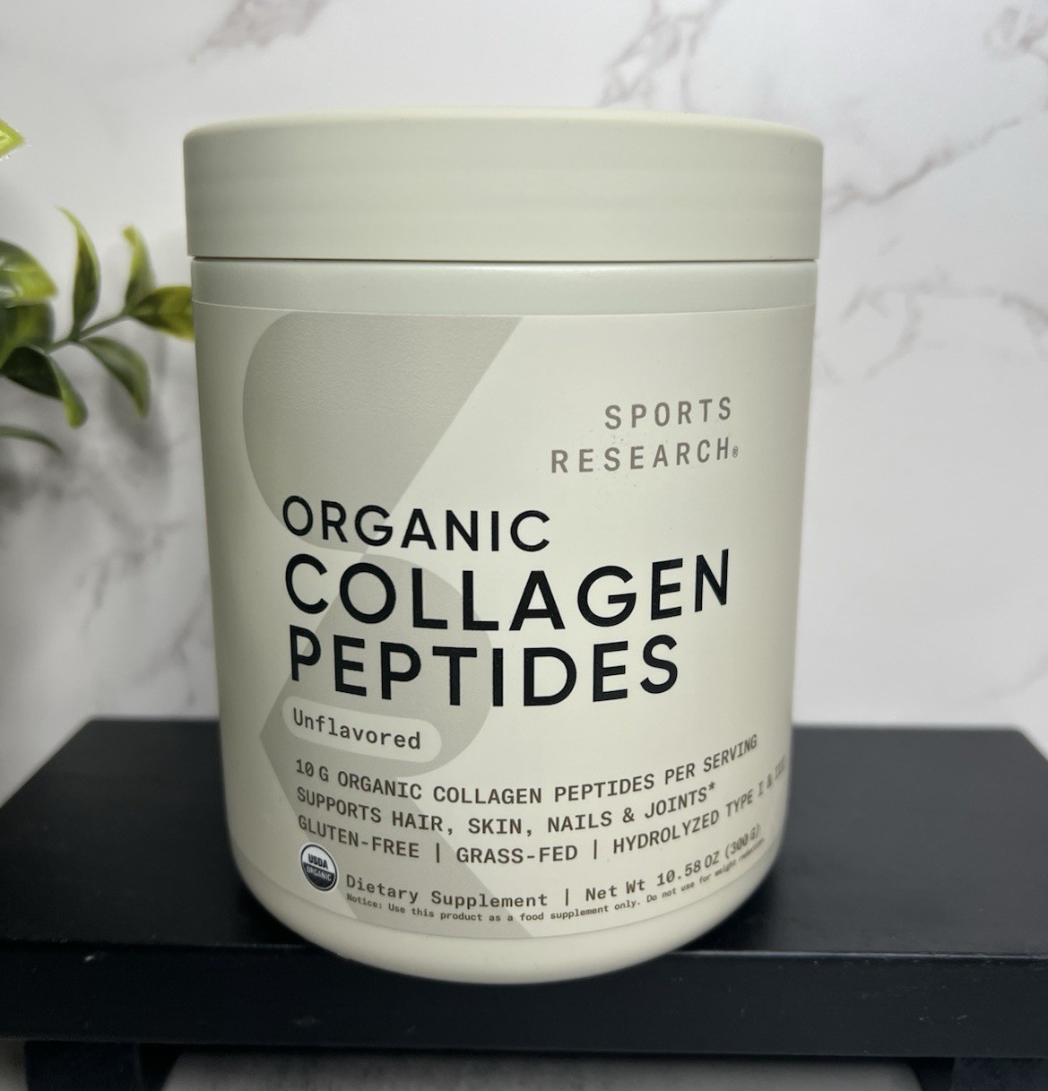 Sports Research Organic Collagen Peptides Powder Unflavored 10.58 oz Exp 05/2027