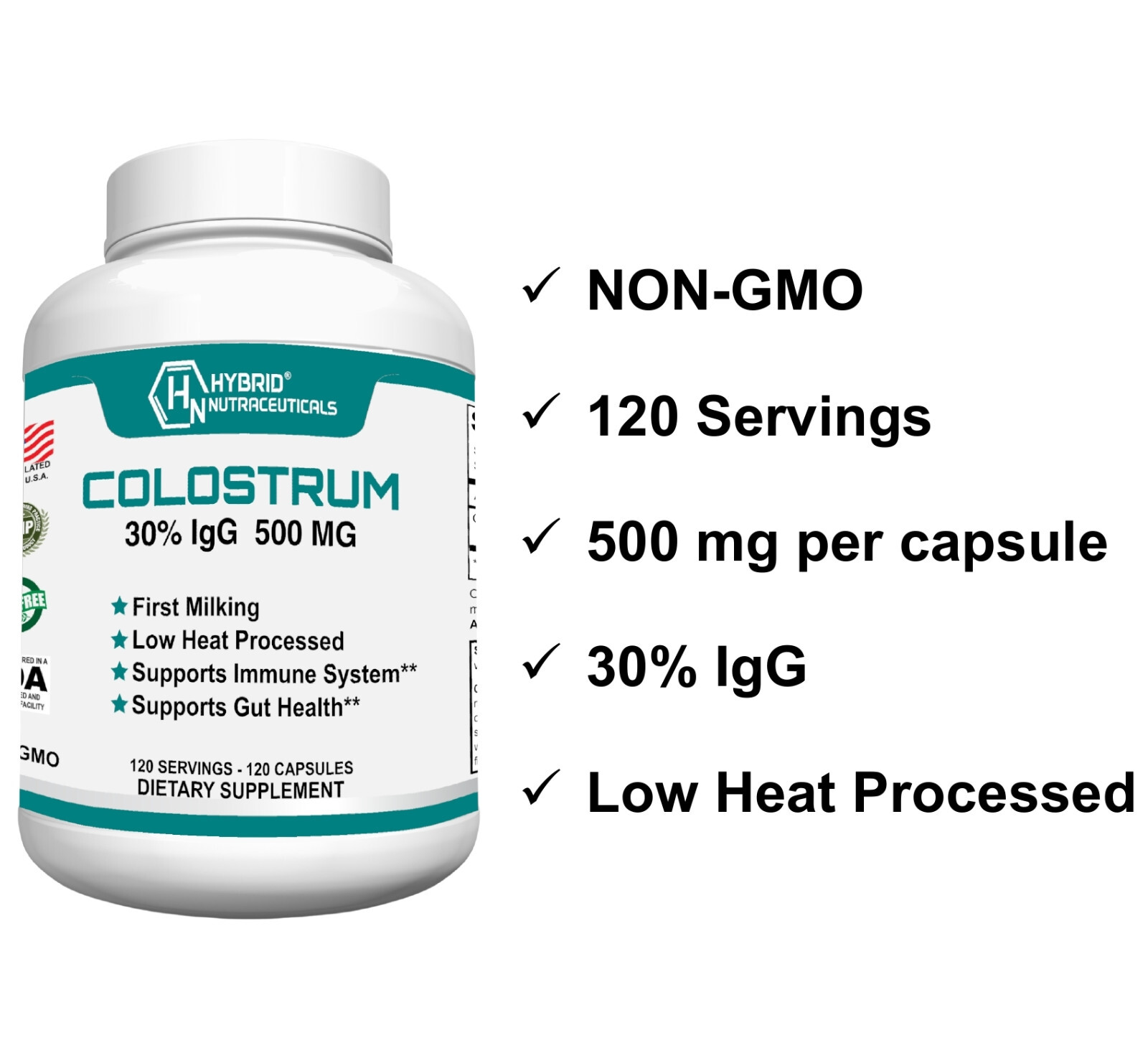 Bovine Colostrum Supplement – 30% IgG Lactoferrin, Immune Support (2 Pack)